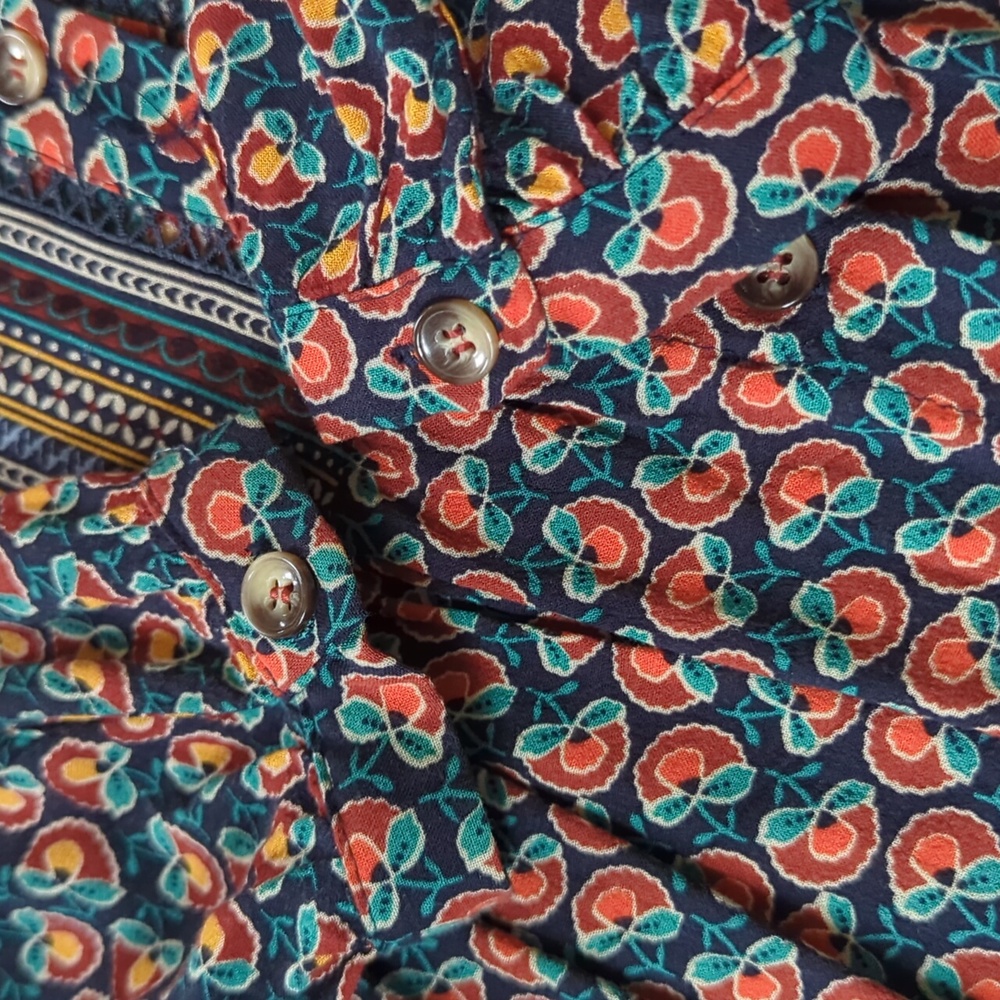 ANTHRO I Blue Motif Janie Flounced Peasant Ruffled Peplum Blouse Top by Maeve, 4 - Picture 13 of 16